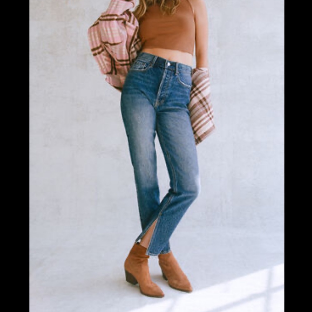 Pacsun Split Hem Ultra High Waisted Slim Fit Jeans